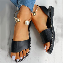 Load image into Gallery viewer, Elegant White Women Fashion Sandals Solid Round Toe Pearl Buckle Casual Sandals Shoes New Summer Outdoor Non-slip Flip Flop Dressy Sandals Cute Round Toe Strappy Wedding Shoes