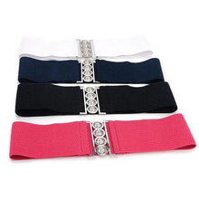 Load image into Gallery viewer, Elegant Wide Fabric Strap Silver Metal Buckle Belts For Women Trendy Women's Fashion Stretchable Classic Color Belts