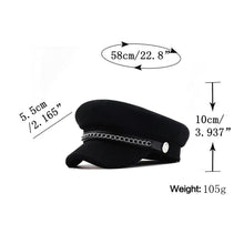 Load image into Gallery viewer, Elegant Winter Chain Black Military Berets For Women Female Flat Army Cap Women's Octagonal Beret Cap Luxury Beret Hat Girl Travel Berets Ladies Comfortable Autumn Cap