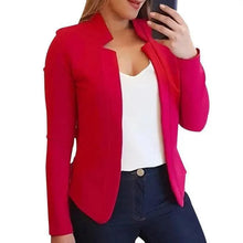Load image into Gallery viewer, Elegant Women Blazer Thin Long Sleeve Blazer Solid Color Office Lady Suit Coat Fashionable Women Basic Coats