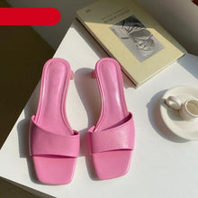 Load image into Gallery viewer, Elegant Women Slippers Summer Outdoor Beach Flip Flop Open Toe Flat Casual Low Heel Sandal Square Open Toe Heeled Sandals Beach Charming Sandals
