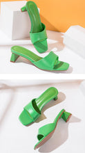 Load image into Gallery viewer, Elegant Women Slippers Summer Outdoor Beach Flip Flop Open Toe Flat Casual Low Heel Sandal Square Open Toe Heeled Sandals Beach Charming Sandals