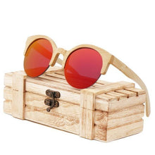 Load image into Gallery viewer, Elegant Wooden Design Classic Sunglasses Design Stylish Popular Wooden Sunglasses For Men & Women Round Bamboo Glasses Mirror Sun Glasses Retro Glasses