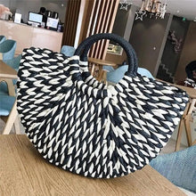 Load image into Gallery viewer, Elehant Women's Woven Wicker Straw Half Round Bag Trendy Large Capacity Female Casual Travel Bag