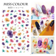 Load image into Gallery viewer, Embossed 3D Nail Stickers Blooming Flower 3D Nail Art Stickers Decals Adhesive Manicure Nail Art Tips Decoration Adhesive Abstract Face Curve Graffiti Nail Design for Acrylic Nail Supplies Designer Nail Decorations for Women Girls Kids