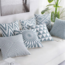 Load image into Gallery viewer, Embroidered Geometric Pillow Cover 100% Cotton Woolen Cushion Cover Modern Nordic Style Pink Blue Pillow Cover For Home Decor Embroidery Cushion Cover Decorative Throw Pillow Cover Geometric Invisible Pillow Cover for Living Room 45X45CM