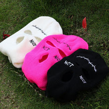 Load image into Gallery viewer, Embroidery Three-hole Balaclava Knit Hat Army Tactical CS Winter Ski Riding Mask Beanie Prom Party Mask Warm Mask Three 3 Hole Balaclava Knit Hat Ski Mask 3-Hole Knit Hat Full Face Cover Balaclava Hats Funny Party Embroidery Beanies Caps