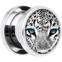 Load image into Gallery viewer, Black White Leopard Eyes Steel Screw Fit Plug Set 00G