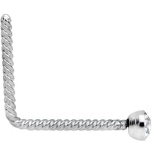 Load image into Gallery viewer, Clear 2mm Gem Inlay So Twisted L Shaped Nose Ring