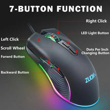 Load image into Gallery viewer, Ergonomic Design Wired RGB Professional Gaming Mouse Optical Gamer Mice Adjustable DPI Mouse With Backlight For Computer