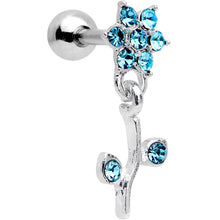 Load image into Gallery viewer, 16G 1/4 Aqua Gem Flower Dangle Cartilage Tragus Earring