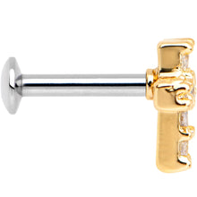 Load image into Gallery viewer, 1/4 Clear CZ Internally Threaded Gold Tone Cross Labret Monroe