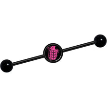 Load image into Gallery viewer, 14G Pink Grenade Black Industrial Barbell 37mm