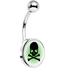 Load image into Gallery viewer, Green Black Skull Belly Ring