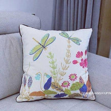 Load image into Gallery viewer, European Floral Cushion Cover Cotton Pillowcases Yellow Botanical Flowers and Green Leaves Floral Garden Pattern Printed Cushion Home Decor Rectangle Pillow Cover
