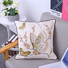 Load image into Gallery viewer, European Floral Cushion Cover Cotton Pillowcases Yellow Botanical Flowers and Green Leaves Floral Garden Pattern Printed Cushion Home Decor Rectangle Pillow Cover