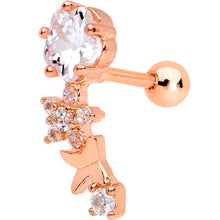 Load image into Gallery viewer, Clear Gem Rose Gold Tone Anodized Cascade Right Cartilage Earring