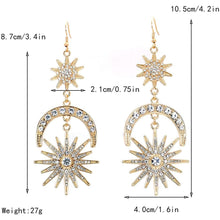 Load image into Gallery viewer, Exaggerated Luxury Sun Moon Stars Drop Earrings