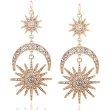 Load image into Gallery viewer, Exaggerated Luxury Sun Moon Stars Drop Earrings