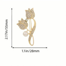Load image into Gallery viewer, Exquisite Tulip-Shaped Faux Pearl Brooch Adorned with Artificial Diamond