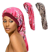 Load image into Gallery viewer, Extra Long Satin Bonnet Sleep Cap Long Bonnet for Braids Hair Loose Cap