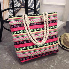 Load image into Gallery viewer, Eye-Catching Fashionable Folding Women Big Size Handbag Ladies Casual Flower Printing Canvas Graffiti Shoulder Bag