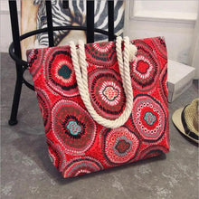 Load image into Gallery viewer, Eye-Catching Fashionable Folding Women Big Size Handbag Ladies Casual Flower Printing Canvas Graffiti Shoulder Bag