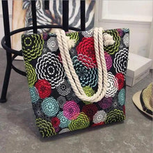 Load image into Gallery viewer, Eye-Catching Fashionable Folding Women Big Size Handbag Ladies Casual Flower Printing Canvas Graffiti Shoulder Bag