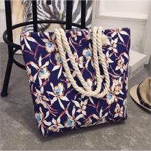 Load image into Gallery viewer, Eye-Catching Fashionable Folding Women Big Size Handbag Ladies Casual Flower Printing Canvas Graffiti Shoulder Bag