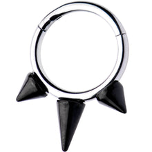 Load image into Gallery viewer, 16G 5/16 Black Spike Punk Hinged Segment Ring