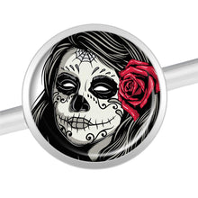 Load image into Gallery viewer, 14G Katrina Sugar Skull with Rose Flower Industrial Barbell 37mm