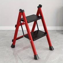 Load image into Gallery viewer, Heavy-Duty 2-Step Folding Ladder – Metal A-Frame with Non-Slip Steps