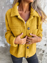 Load image into Gallery viewer, Comfortable Modern Women Full Size Fuzzy Button-Up Jacket with Drop Shoulder and Pockets