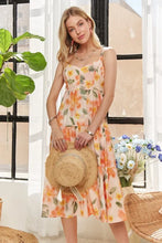 Load image into Gallery viewer, Smocked Back Floral Adjustable Strap Midi Dress For Women – Feminine, Floral, Fluttering, Comfortable Midi Dress