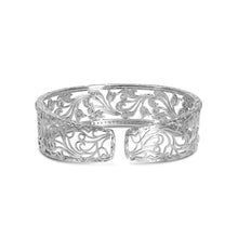 Load image into Gallery viewer, 18K White Gold 3 1/4 Cttw Pave Diamond Openwork Floral Filigree Swirl Bangle Cuff Bracelet (H-I Color, VS2-SI1 Clarity)