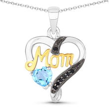 Load image into Gallery viewer, 0.57 Carat Genuine Swiss Blue Topaz and Black Spinel .925 Sterling Silver Pendant