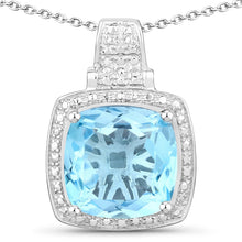 Load image into Gallery viewer, 6.95 Carat Genuine Blue Topaz .925 Sterling Silver Pendant