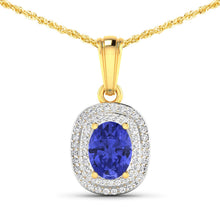 Load image into Gallery viewer, 1.45 Carat Genuine Tanzanite and White Diamond 14K Yellow Gold Pendant