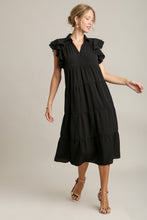 Load image into Gallery viewer, Black Full Size Ruffle Cap Sleeve Dress Plus Size Elegance Women Luxury Dress