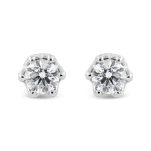 Load image into Gallery viewer, 14K White Gold 1/2 Cttw Round Diamond Crown Stud Earring (I-J Color, I1-I2 Clarity)