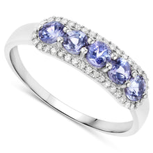 Load image into Gallery viewer, 0.61 Carat Genuine Tanzanite and White Diamond 14K White Gold Ring