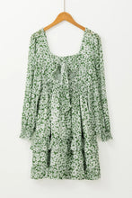 Load image into Gallery viewer, Elegant Ruffle Hem Floral Mini Dress Square Neck Long Sleeve Romantic Dress