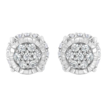 Load image into Gallery viewer, .925 Sterling Silver 1/3 cttw Round-cut Diamond Floral Stud Earring (I-J Clarity, I3 Color)