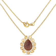 Load image into Gallery viewer, 14K Yellow Gold Plated 5.14 Carat Genuine Red Droozi and Citrine .925 Sterling Silver Pendant