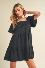 Load image into Gallery viewer, Square Neck Half Sleeve Tiered Summer Dress For Women–Elegant & Flattering with Ruched Detail & Chic Tiered Design