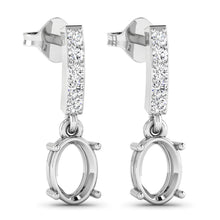 Load image into Gallery viewer, 0.14 Carat Genuine White Diamond 14K White Gold Semi Mount Earrings - holds 7x5mm Oval Gemstones