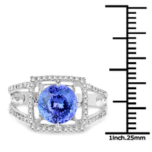 Load image into Gallery viewer, 14K White Gold 3.26 Carat Genuine Tanzanite and White Diamond Ring