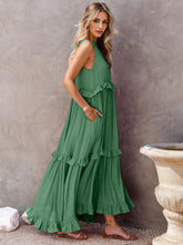 Load image into Gallery viewer, Romantic Ruffled Sleeveless Tiered Maxi Dress with Pockets Elegant & Chic Statement Beautiful Design Dress