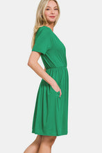 Load image into Gallery viewer, Surplice Short Sleeve Brushed DTY Dress β Elegant, Chic Surplice Neckline, Soft Brushed Fabric, Perfect for Day-to-Night Wear