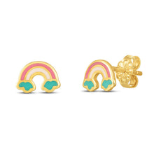 Load image into Gallery viewer, 14k Yellow Gold Rainbow Studs